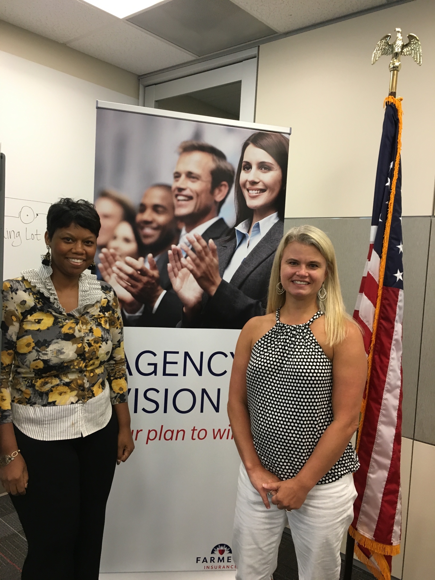 Makeda Coleman at a career lunch and learn event at CHRIS 180 with Farmers support team and agency owners.